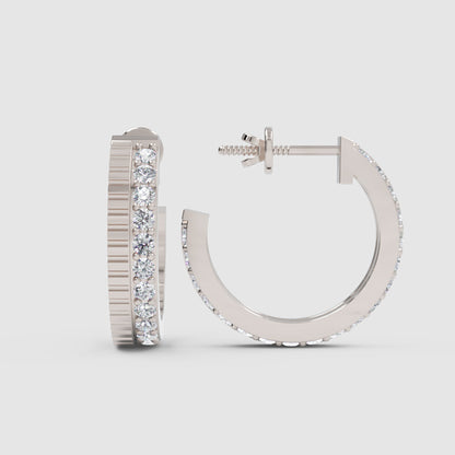 Classic Diamond Hoop Earrings In White Gold – Minimal Everyday Luxury Hoops | Jebij - Four