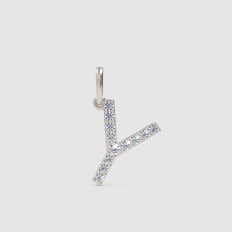 Rose Gold Diamond Initial Y Letter Pendant Charm