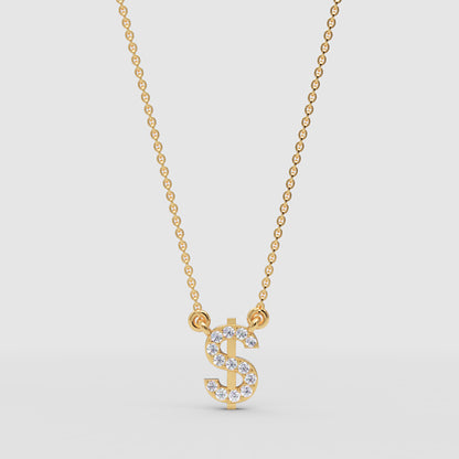 Crystal Dollar Sign Pendant Necklace - Three