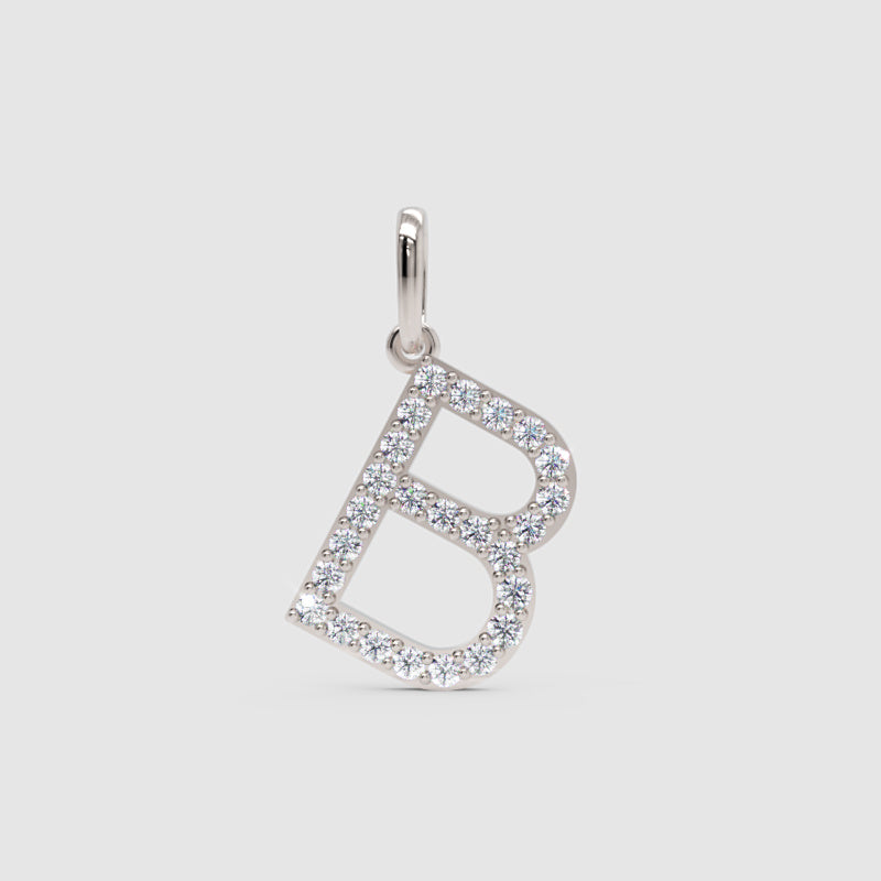Diamond Initial Letter B Pendant in 14K Yellow Gold