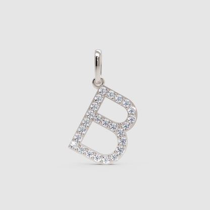 Diamond Initial Letter B Pendant in 14K Yellow Gold