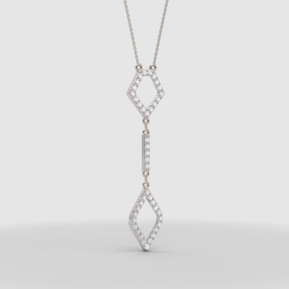 Diamond Geometric Drop Pendant Necklace With Cable Chain & Lobster Clasp In Rose Gold | Adjustable Length | Jebij - Four