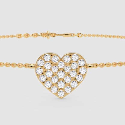 Pav Heart Pendant Bracelet With Chain - Four