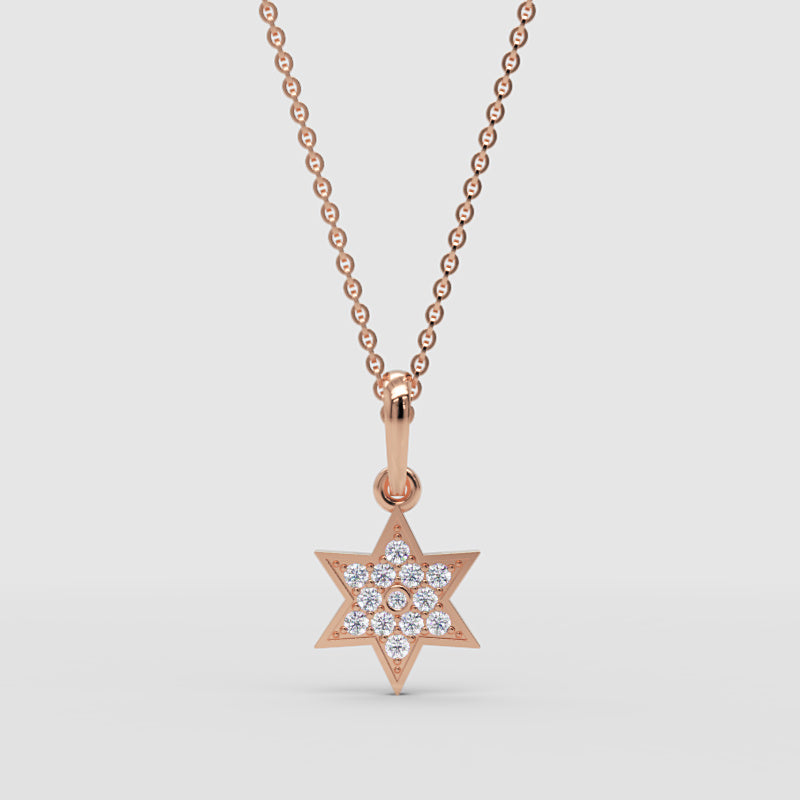 Pav Diamond Star Of David Pendant Necklace - Four