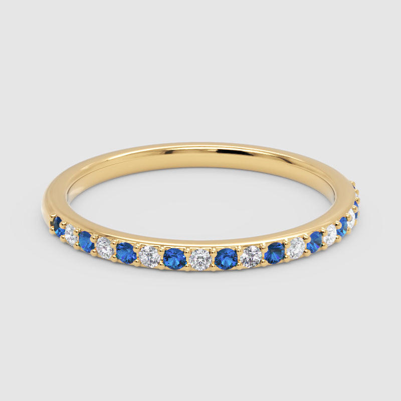 Sapphire And Diamond Alternating Stackable Band Ring - Four