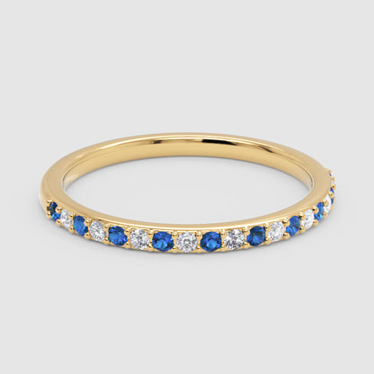 Sapphire And Diamond Alternating Stackable Band Ring - Four