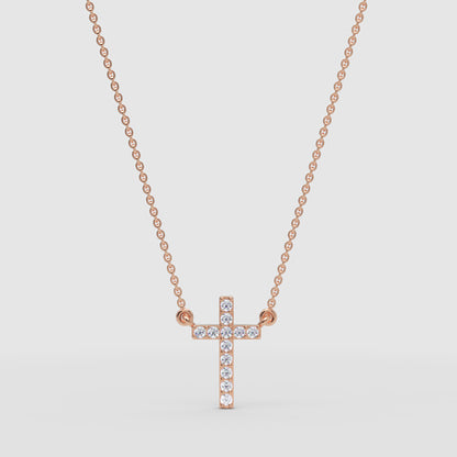 Pav Cross Pendant Necklace With Chain - Four