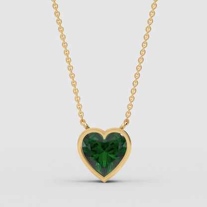 Bezel Set Emerald Heart Pendant Necklace - Four