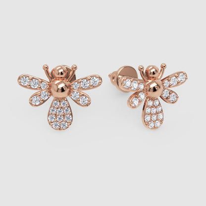 Pav Crystal Bee Stud Earrings - Four
