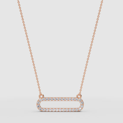 Diamond Horizontal Link Pendant Necklace In White Gold | Minimal Modern Pave Design (16–17 Inch Adjustable) | Jebij - Four