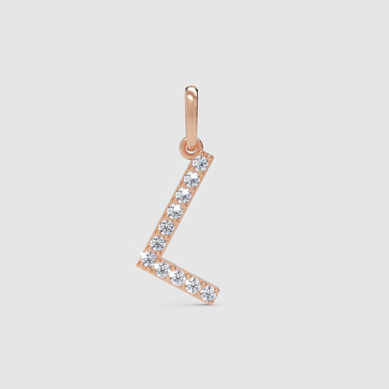 Diamond Initial L Pendant in White Gold