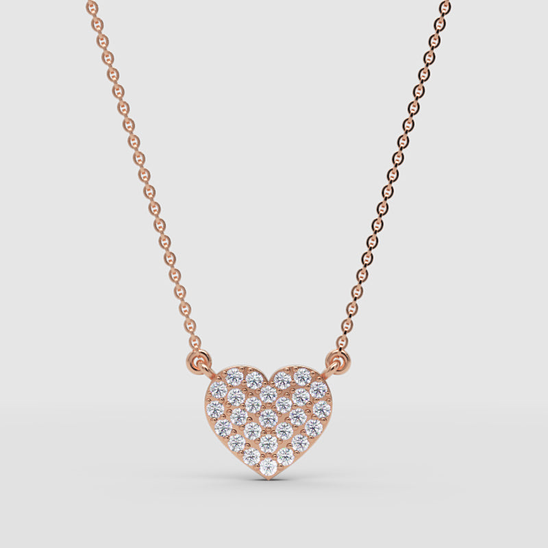 Pav Heart Pendant Necklace With Crystal Stones - Four