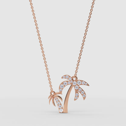 Palm Tree And Surfboard Pendant Necklace With Pav Crystals - Four
