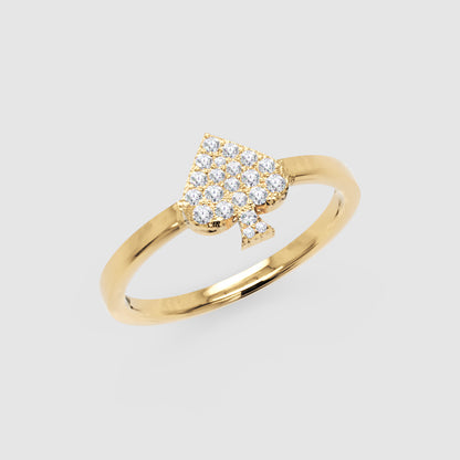 Pav Diamond Spade Stackable Ring - Five
