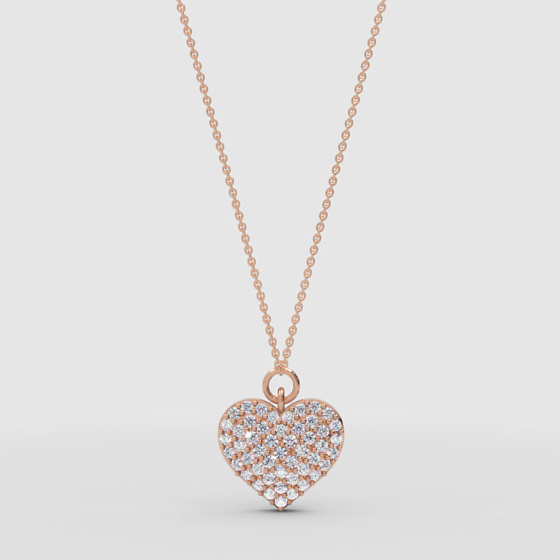 Diamond Heart Pendant Necklace For Women | White Gold Pave Heart With Adjustable 16–17 Inch Chain - Four