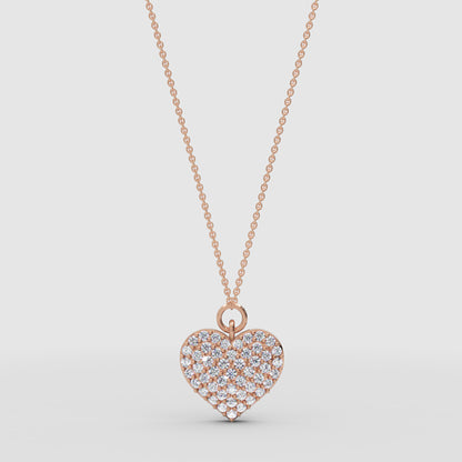 Diamond Heart Pendant Necklace For Women | White Gold Pave Heart With Adjustable 16–17 Inch Chain - Four