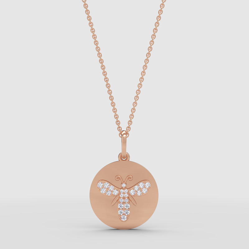 Dragonfly Disc Pendant Necklace With Pav Crystals - Three