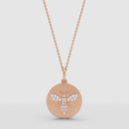 Dragonfly Disc Pendant Necklace With Pav Crystals - Three