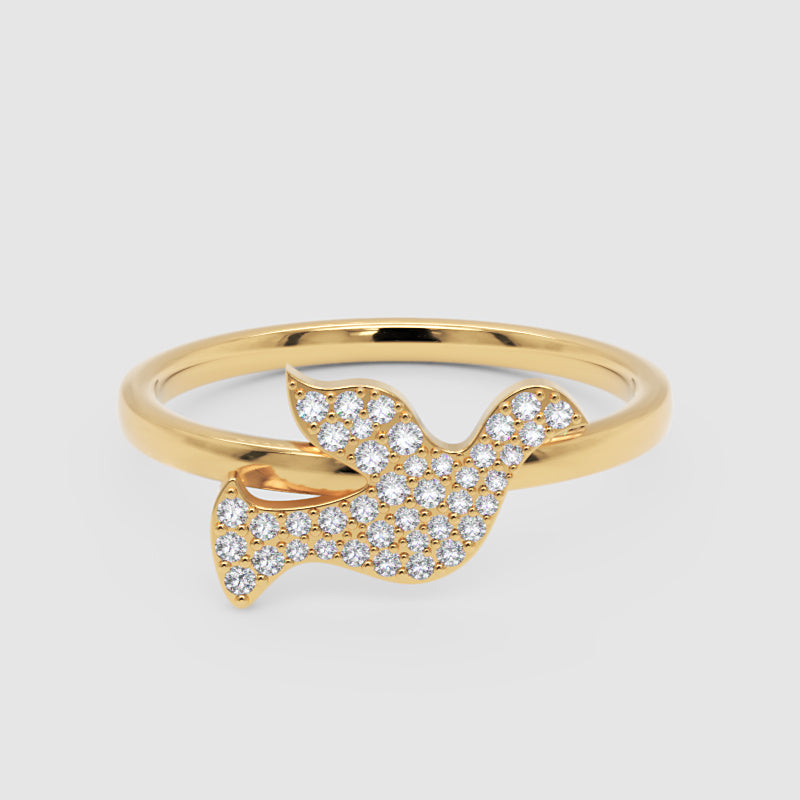 Pav Diamond Dove Bird Ring - Four