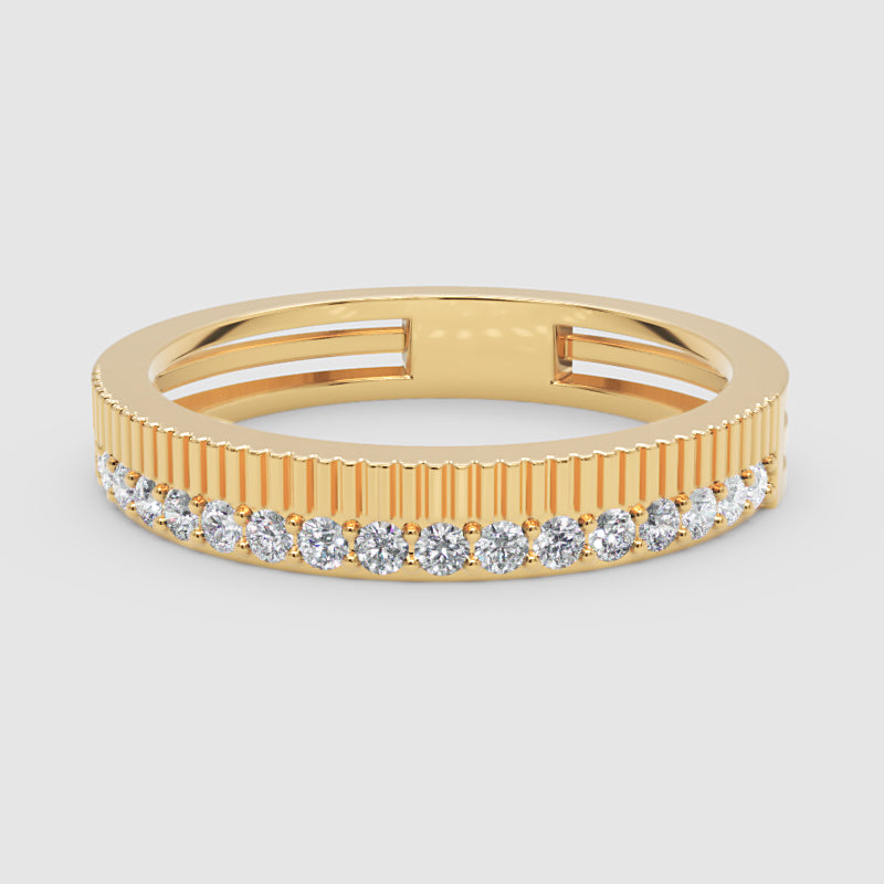 Gold Diamond Band Ring 4Mm – Minimal Textured Wedding Stackable Ring | Jebij - Four