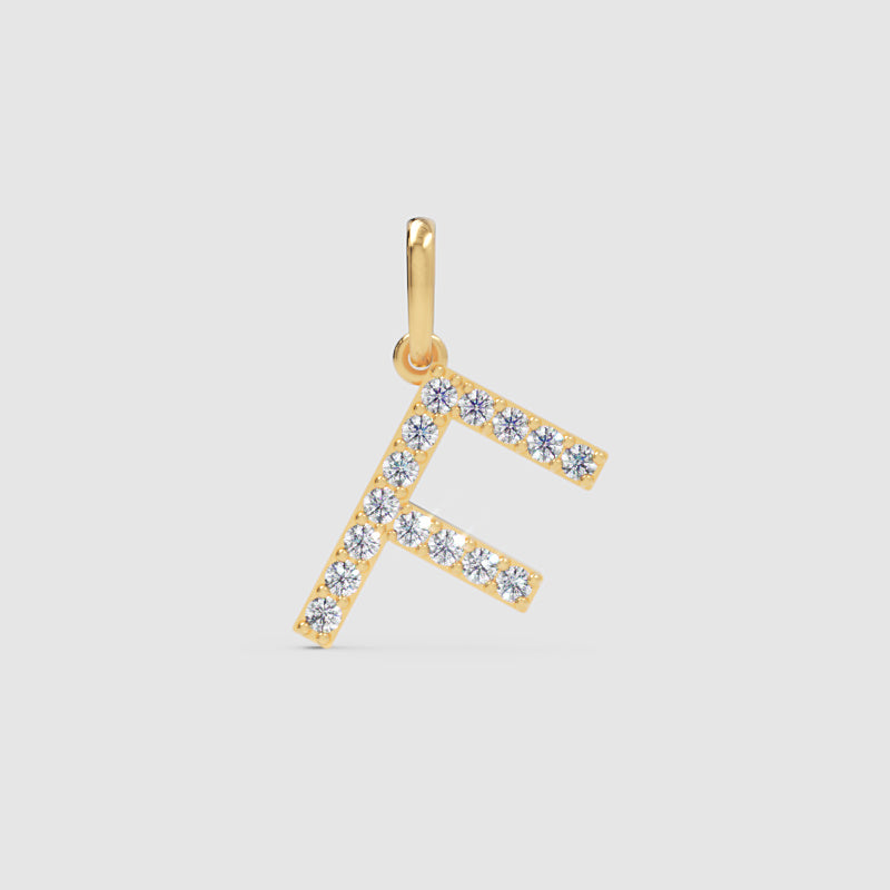 Rose Gold Diamond Letter F Initial Charm Pendant