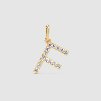 Rose Gold Diamond Letter F Initial Charm Pendant