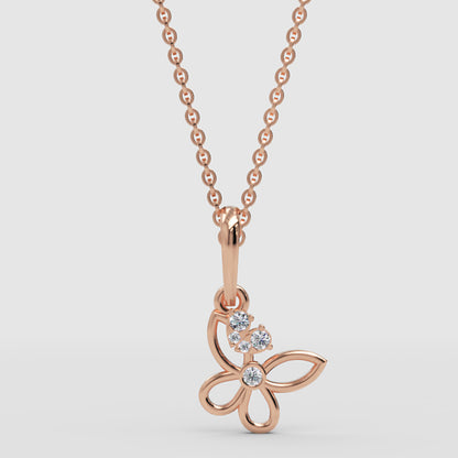 Delicate Butterfly Pendant Necklace With Crystal Accents - Five