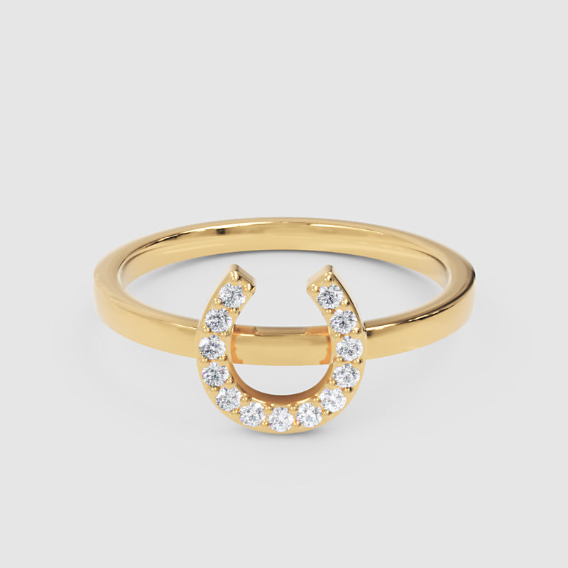 Pav Diamond Horseshoe Ring - Four