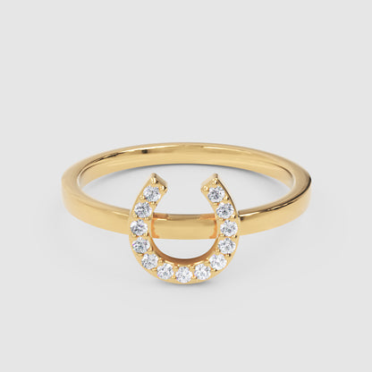 Pav Diamond Horseshoe Ring - Four
