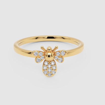 Dainty Bee Ring With Pav Crystal Wings And Body - Four