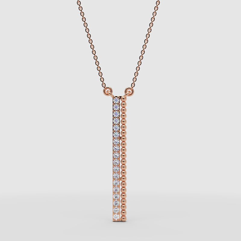 Vertical Bar Pendant Necklace With Pav Crystals And Beaded Detail - Four
