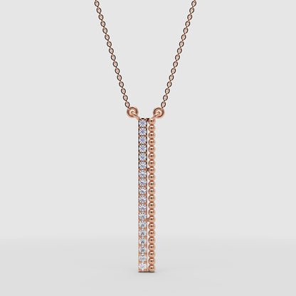 Vertical Bar Pendant Necklace With Pav Crystals And Beaded Detail - Four