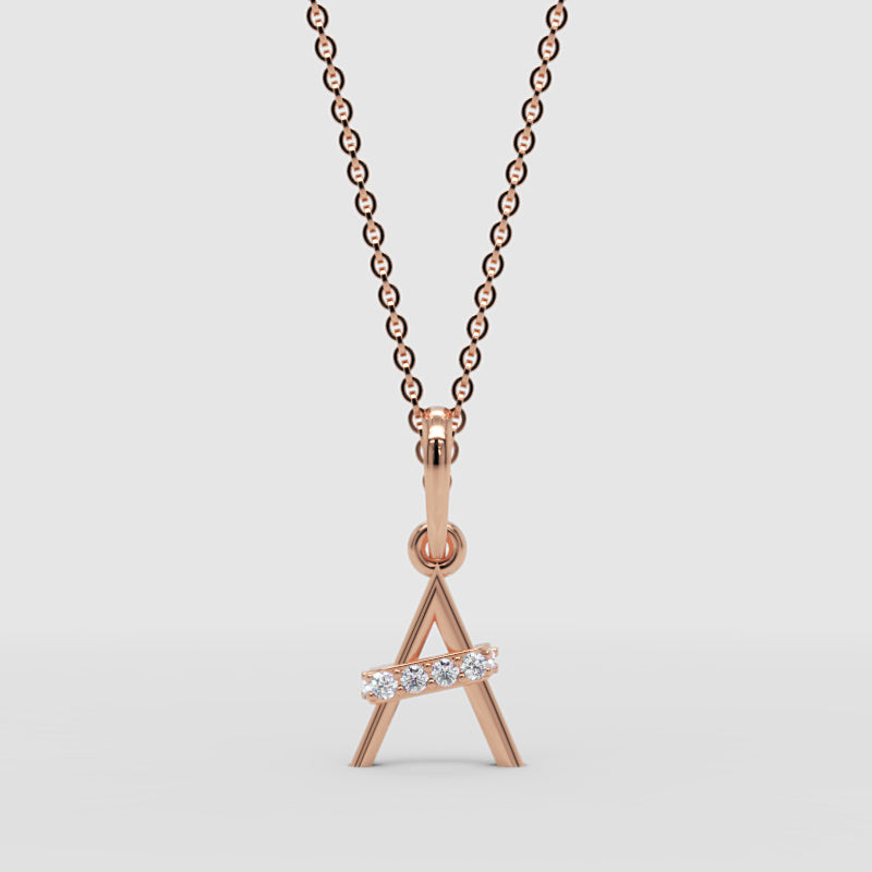 Triangle Pendant Necklace With Pav Crystal Bar Accent - Four