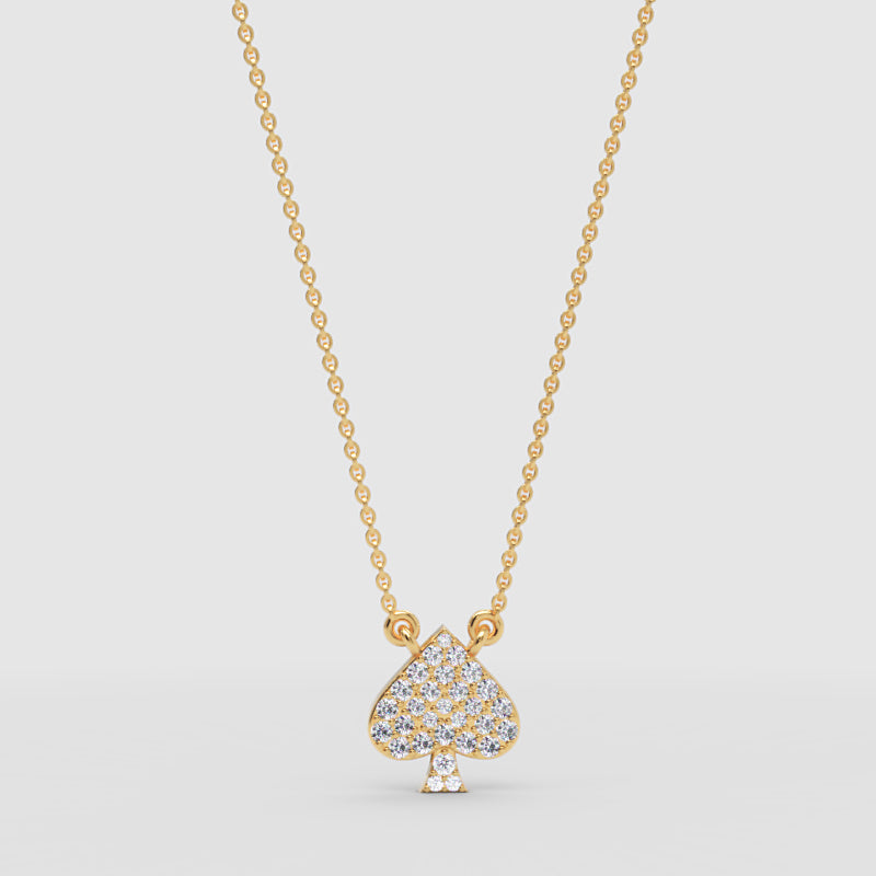 Pav Diamond Spade Pendant Necklace - Four