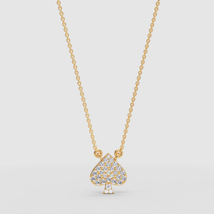 Pav Diamond Spade Pendant Necklace - Four