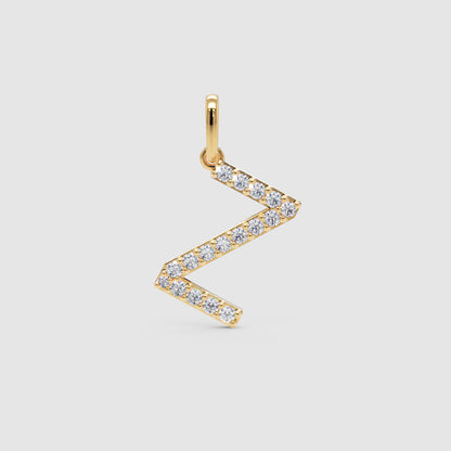 Rose Gold Diamond Letter Z Initial Pendant Charm