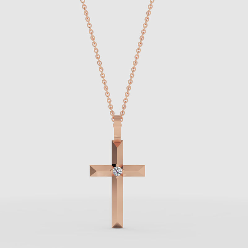 Diamond Cross Pendant Necklace With Chain - Three