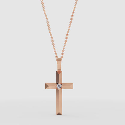 Diamond Cross Pendant Necklace With Chain - Three