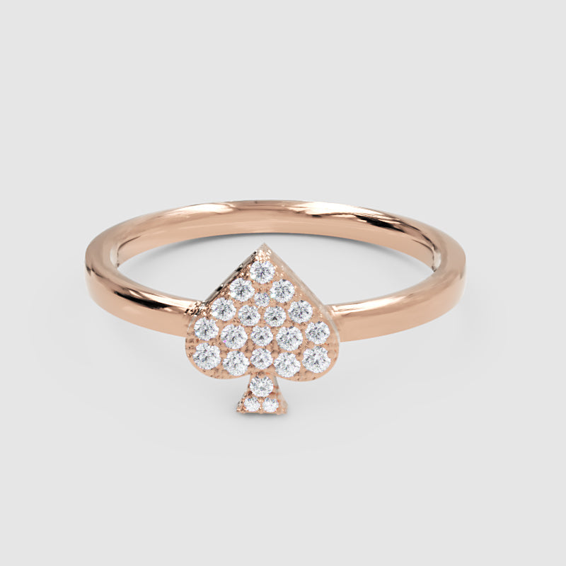Pav Diamond Spade Stackable Ring - Six