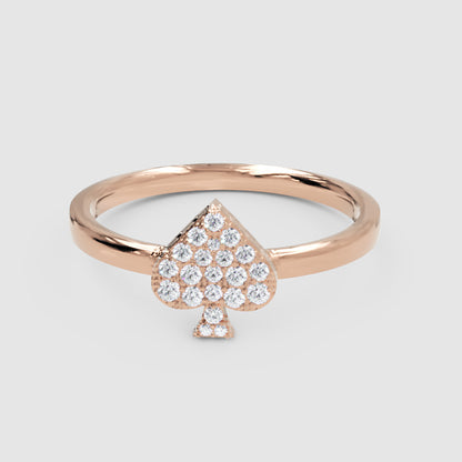 Pav Diamond Spade Stackable Ring - Six