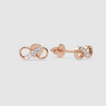 Diamond Infinity Stud Earrings With Screw Back - Four
