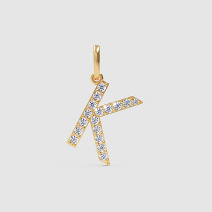 Rose Gold Diamond Letter K Initial Pendant Charm