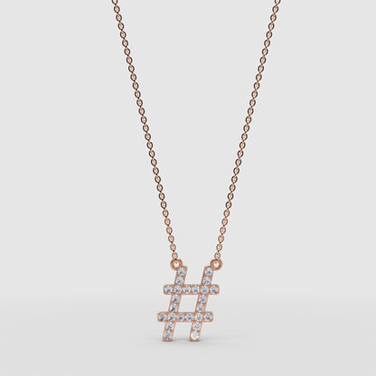 Hashtag Symbol Pendant Necklace With Pav Crystals - Four