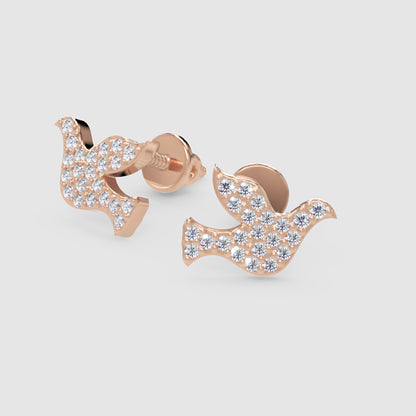 Pav Crystal Dove Bird Stud Earrings With Screw Back - Four