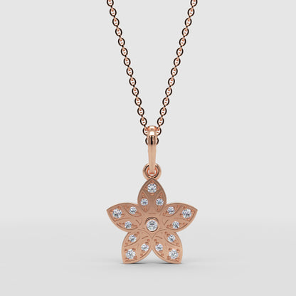 Timeless Diamond Flower Pendant Necklace In White Gold - Four
