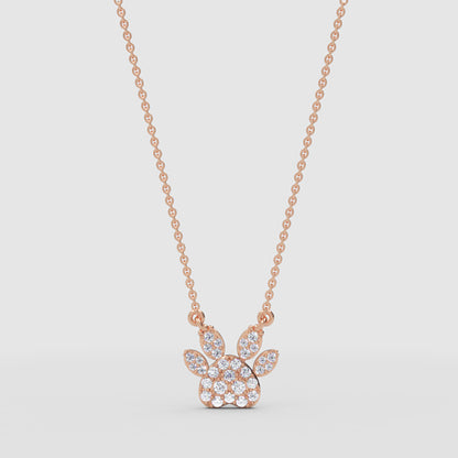 Paw Print Pendant Necklace With Diamond Stones - Four