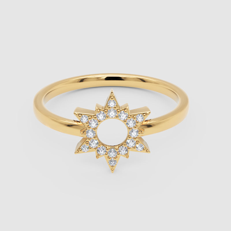 Starburst Diamond Halo Ring With Open Center Design - Four