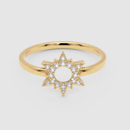 Starburst Diamond Halo Ring With Open Center Design - Four