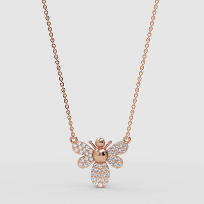 Pav Crystal Bee Pendant Necklace - Four