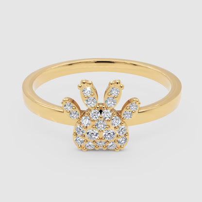 Paw Print Diamond Ring With Cluster Stones Delicate Band - Four